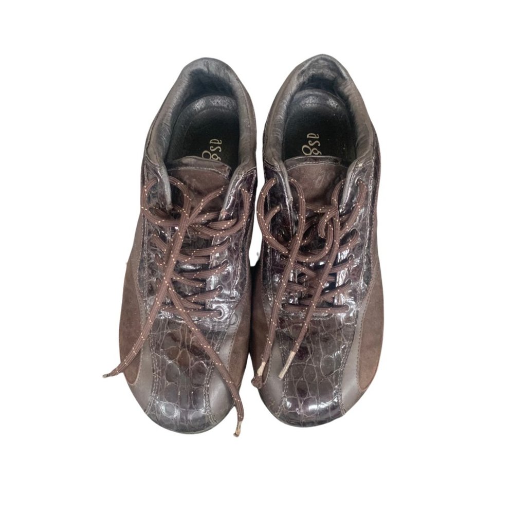 Asgi Sonic Brown Patent Leather & Suede Sneakers 8.5
